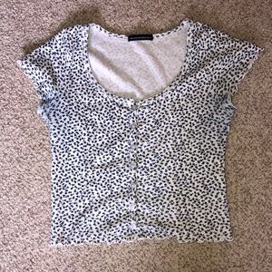 Floral black and white crop top